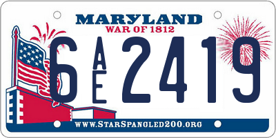 MD license plate 6AE2419