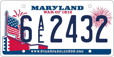 MD license plate 6AE2432
