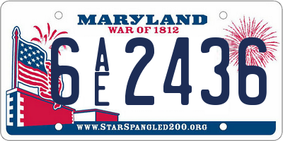 MD license plate 6AE2436