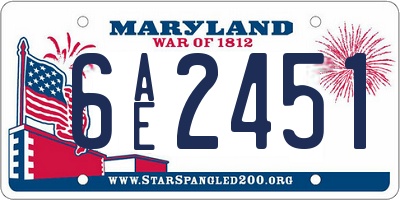 MD license plate 6AE2451