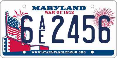 MD license plate 6AE2456