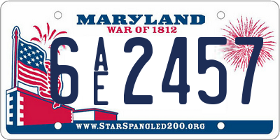 MD license plate 6AE2457