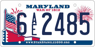 MD license plate 6AE2485
