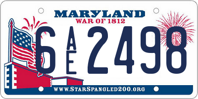 MD license plate 6AE2498