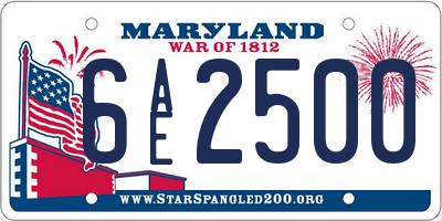 MD license plate 6AE2500