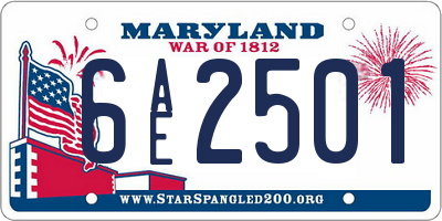 MD license plate 6AE2501