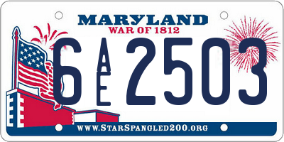 MD license plate 6AE2503