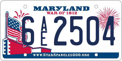 MD license plate 6AE2504