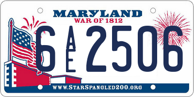 MD license plate 6AE2506