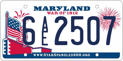 MD license plate 6AE2507