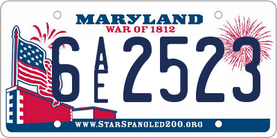 MD license plate 6AE2523
