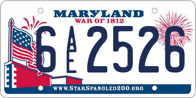 MD license plate 6AE2526