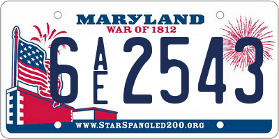 MD license plate 6AE2543