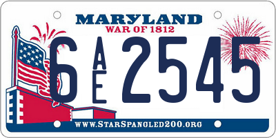 MD license plate 6AE2545