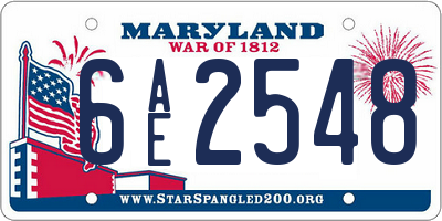 MD license plate 6AE2548