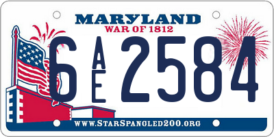 MD license plate 6AE2584
