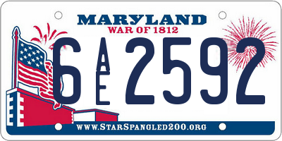 MD license plate 6AE2592