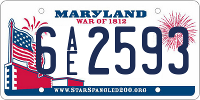 MD license plate 6AE2593