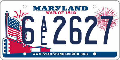 MD license plate 6AE2627