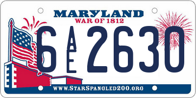 MD license plate 6AE2630