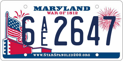 MD license plate 6AE2647