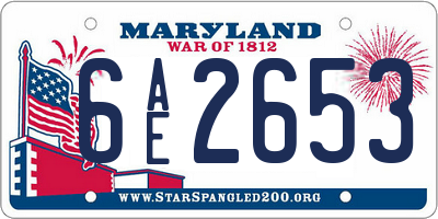 MD license plate 6AE2653