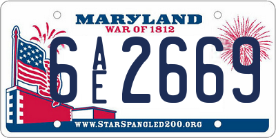 MD license plate 6AE2669