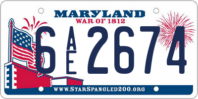 MD license plate 6AE2674
