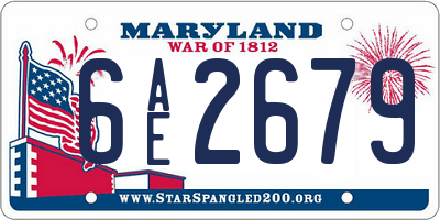 MD license plate 6AE2679