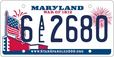 MD license plate 6AE2680