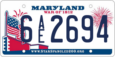 MD license plate 6AE2694