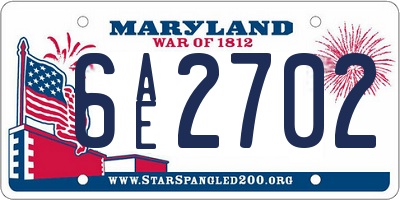 MD license plate 6AE2702