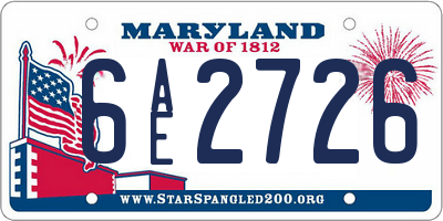 MD license plate 6AE2726