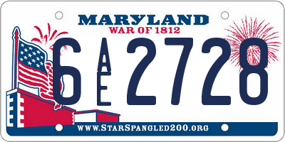 MD license plate 6AE2728