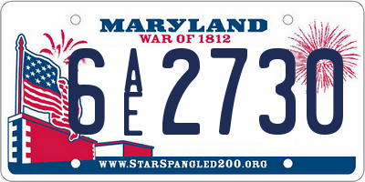MD license plate 6AE2730