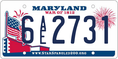 MD license plate 6AE2731