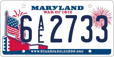 MD license plate 6AE2733