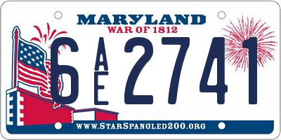 MD license plate 6AE2741