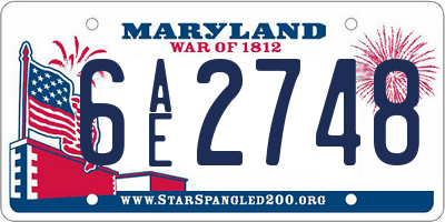 MD license plate 6AE2748