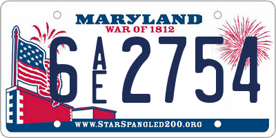 MD license plate 6AE2754