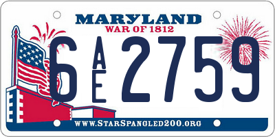 MD license plate 6AE2759