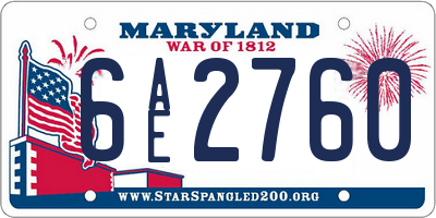 MD license plate 6AE2760