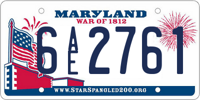 MD license plate 6AE2761