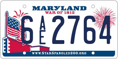 MD license plate 6AE2764