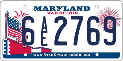 MD license plate 6AE2769
