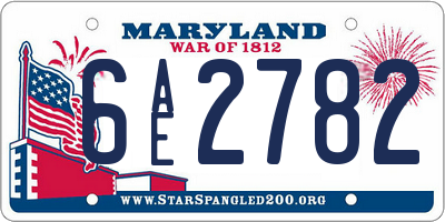 MD license plate 6AE2782