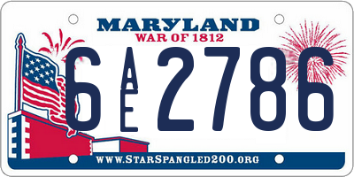 MD license plate 6AE2786