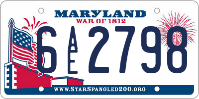 MD license plate 6AE2798