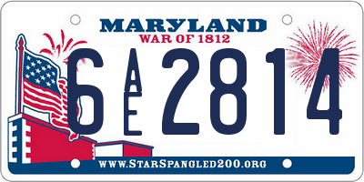 MD license plate 6AE2814