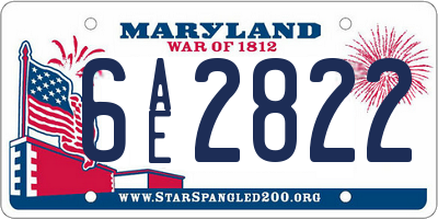 MD license plate 6AE2822